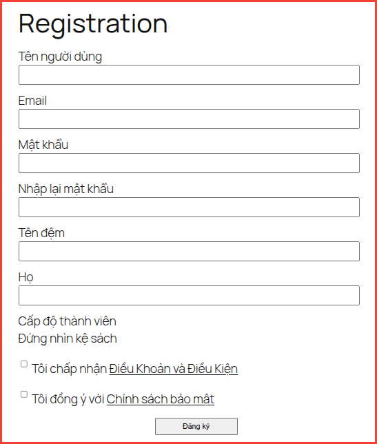 Form ghi danh thành viên